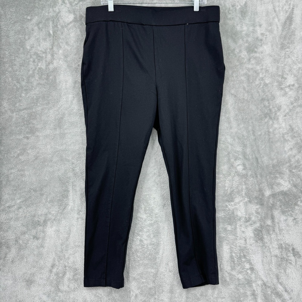 Anne Klein Pants Womens XXL Ponte Knit Back Seam Career Stretch Minimalist Black